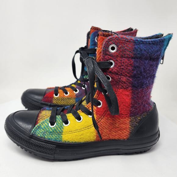 Converse X Woolrich Plaid High Top Sneakers Women 6.5 Multicolor Wool Chuck - Picture 6 of 15